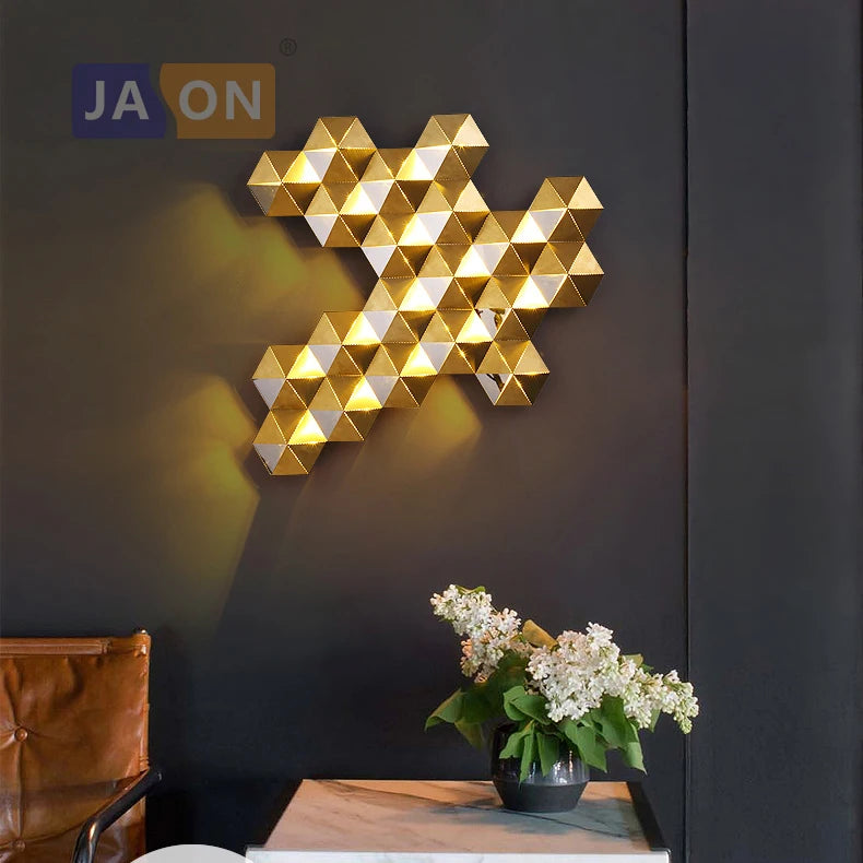 Applique murale LED postmoderne en acier inoxydable doré nid d'abeille LED lumière LED pour magasin chambre Foyer - vue 3 sur 11