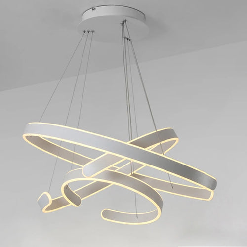 Suspension design cercle anneaux corps en aluminium acrylique LED - vue 5 sur 6