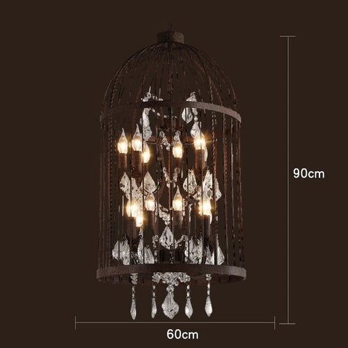 Vintage cage à oiseaux en cristal noir lustre éclairage américain rétro industriel fer Art Restaurant Bar magasin de vêtements Luminaria - vue 12 sur 11