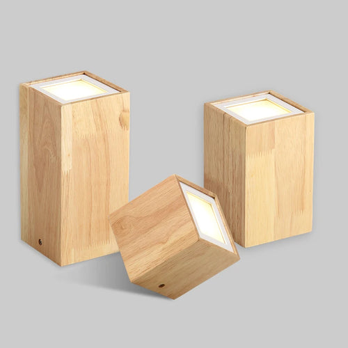 plafonnier moderne à leds design bois rond carré décoration intérieure - vue 5 sur 12