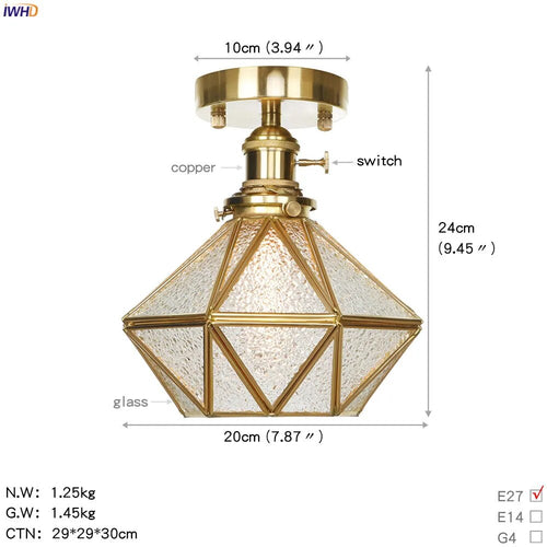 plafonnier nordique style cuivre avec abat-jour en verre - vue 13 sur 15