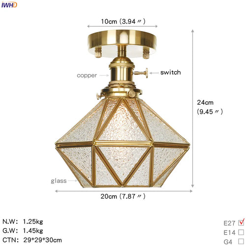 IWHD nordique japon Style cuivre plafonniers pour salon chambre boule De verre plafonnier Plafondlamp LED Lampara De Techo - vue 14 sur 15