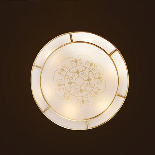 plafonnier rond en métal vintage plafonnier en verre cuivré - vue 2 sur 6