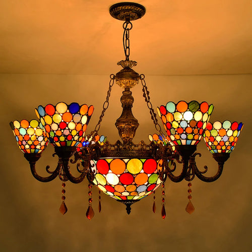 suspension en verre tiffany design moderne pour éclairage intérieur - vue 5 sur 6