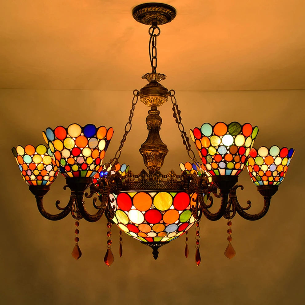 suspension en verre tiffany design moderne pour éclairage intérieur - vue 4 sur 6