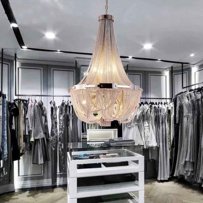 lustre suspendu à pompon en aluminium argenté avec éclairage led - vue 2 sur 6