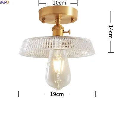 plafonnier led iwhd verre cuivre style nordique vintage edison - vue 13 sur 19