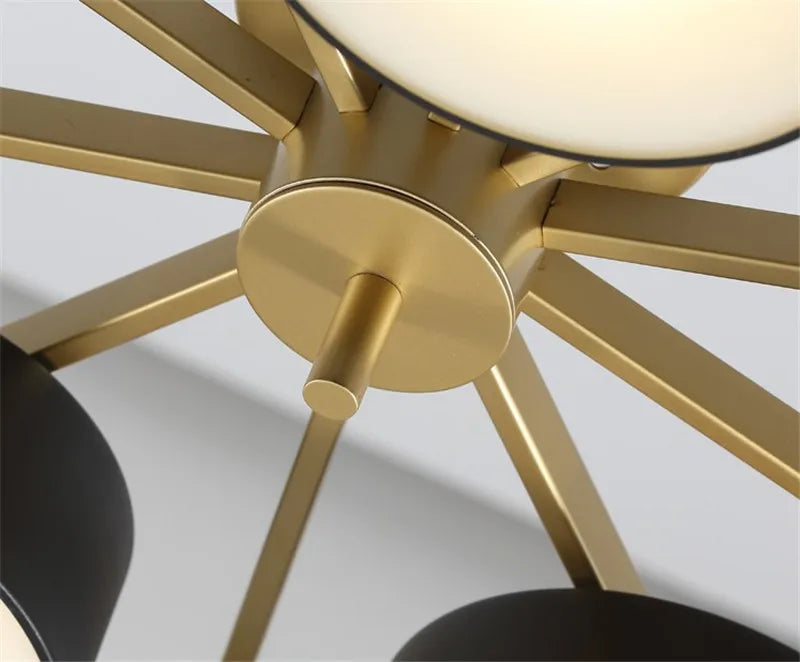 plafonnier moderne led 5 ou 10 têtes design rond acrylique métal - vue 4 sur 8