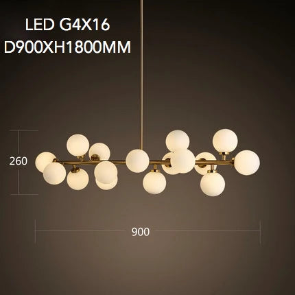 lustre doré avec Boule de verre corps doré créative - vue 7 sur 7