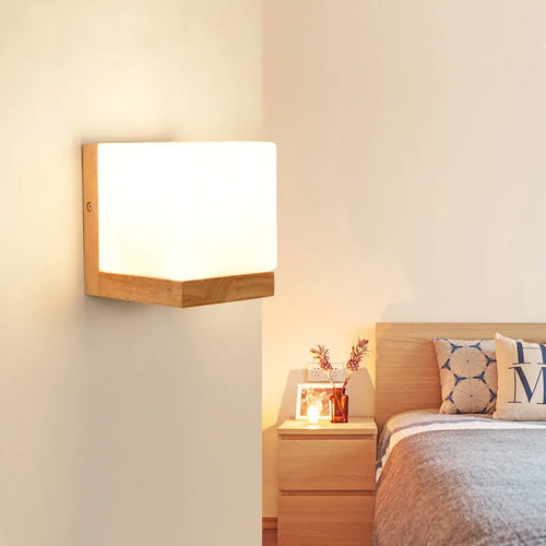 applique murale moderne en bois avec éclairage led vintage