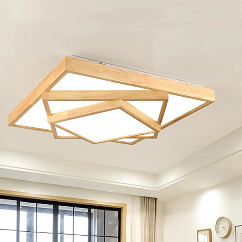 lampes led de plafond en bois massif moderne - vue 3 sur 6