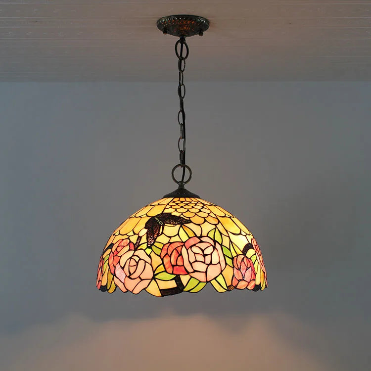 lustre rétro en verre teinté pour café et restaurant - vue 4 sur 8