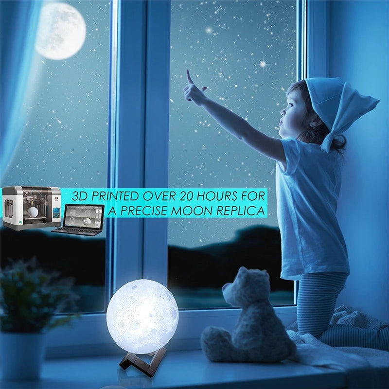 lampe lune 3d rechargeable avec changement de couleur tactile - vue 3 sur 10