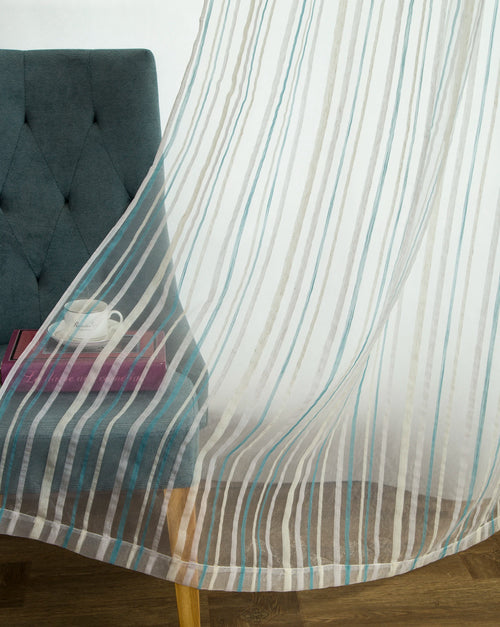 Voilage rayé style européen pour salon ou chambre - vue 6 sur 9