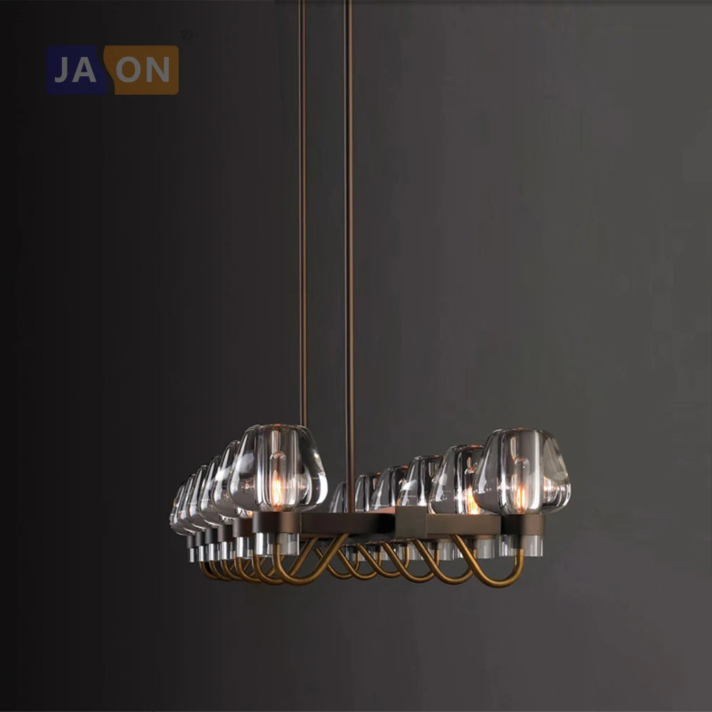 suspension rétro en cuivre et verre pour décoration intérieure - vue 4 sur 4