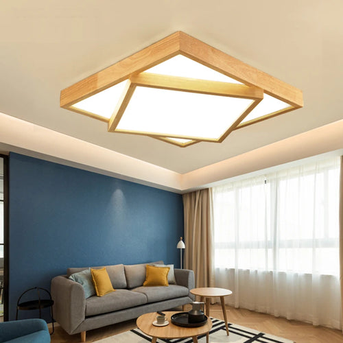 lampes led de plafond en bois massif moderne - vue 4 sur 6