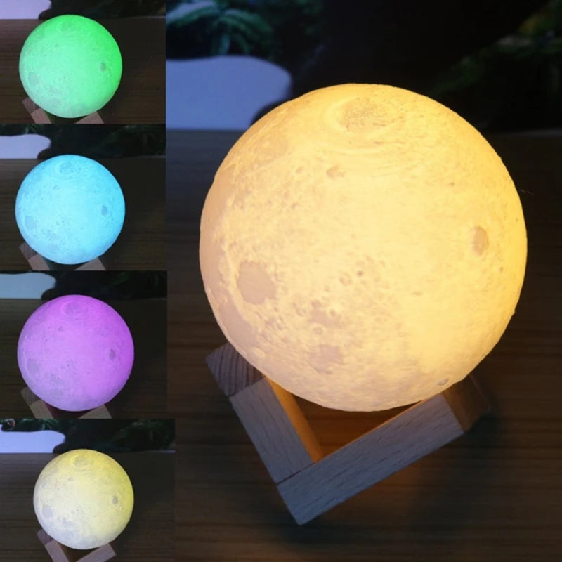 lampe lune 3d rechargeable avec changement de couleur tactile - vue 4 sur 10