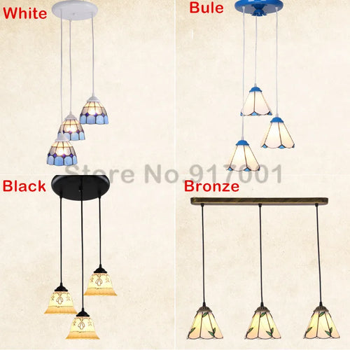 3 Heads Colorful Glass LED Pendant Lamps Light,Bedroom Suspension Hanging Ceiling Lamp - vue 3 sur 30