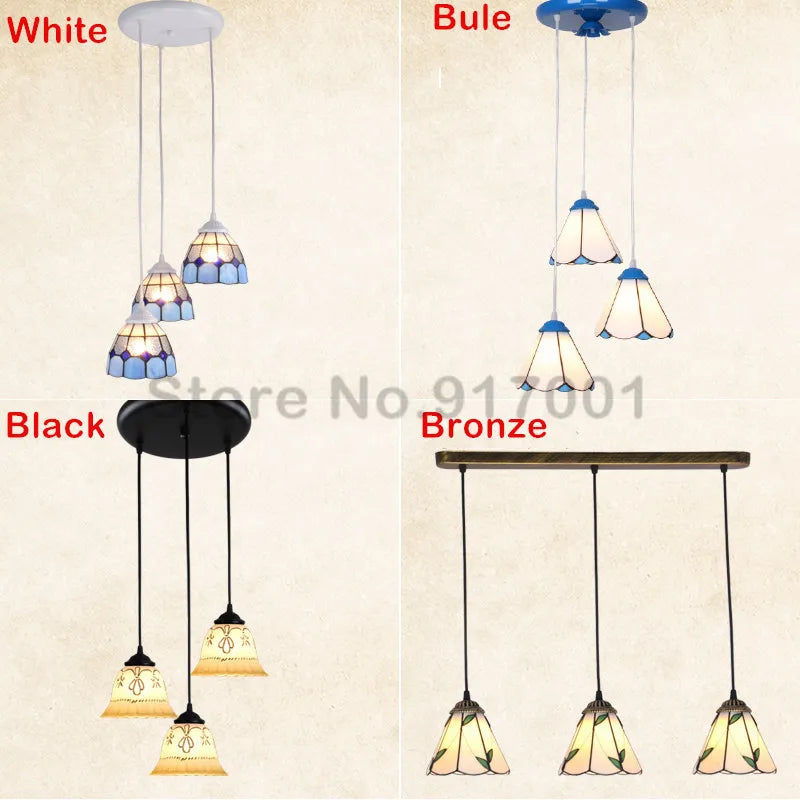 3 Heads Colorful Glass LED Pendant Lamps Light,Bedroom Suspension Hanging Ceiling Lamp - vue 2 sur 30