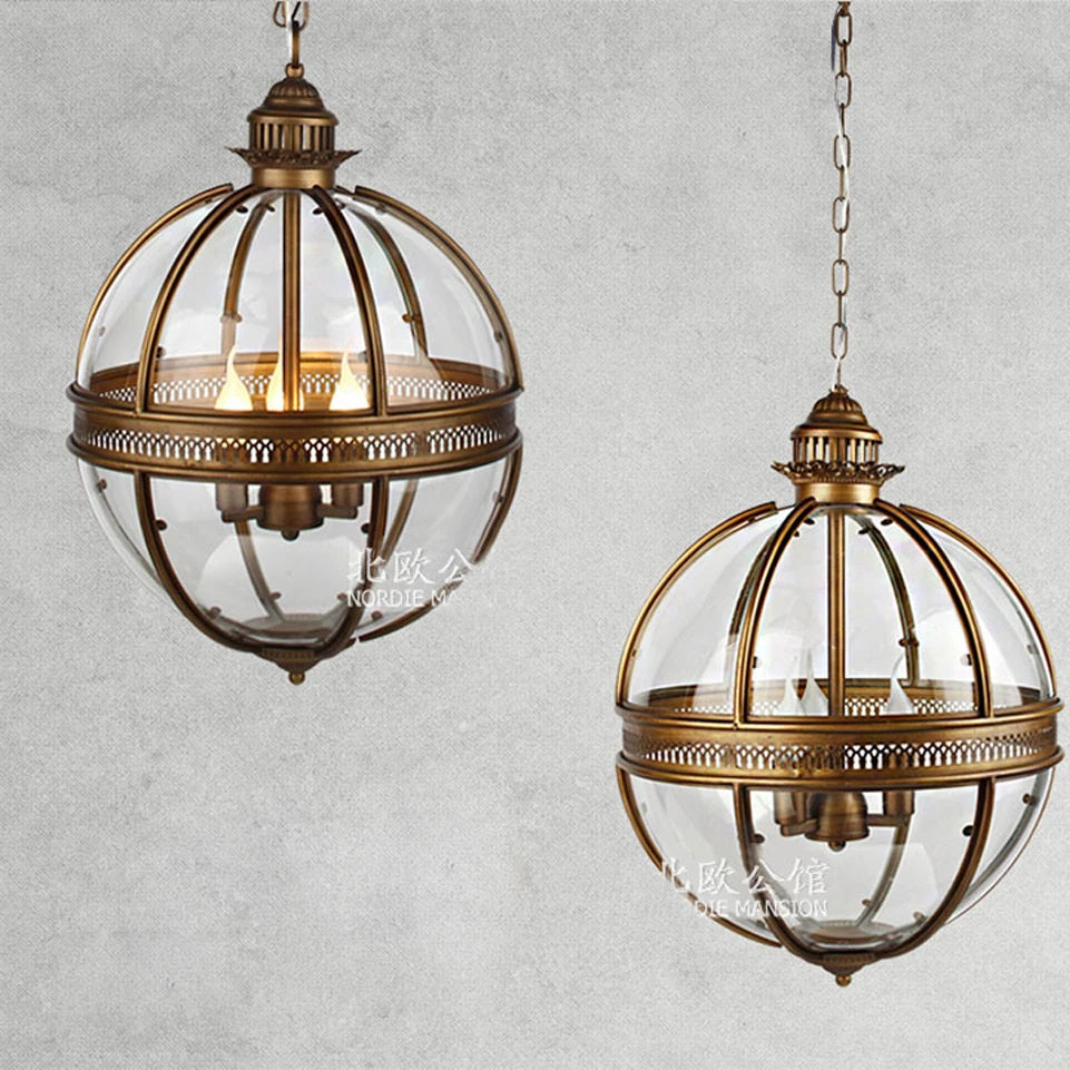 lustre rétro en fer et verre vintage pour éclairage intérieur - vue 5 sur 11