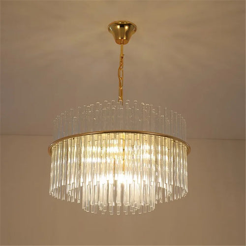 lustre en cristal design nordique tige en verre métal doré - vue 3 sur 6