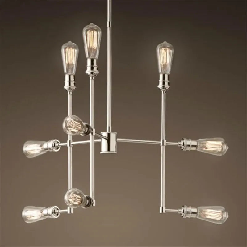 Retro industrial creativity 9 chandeliers, American country living room lights LOFT Loft Hotel bar personality lights - vue 2 sur 5