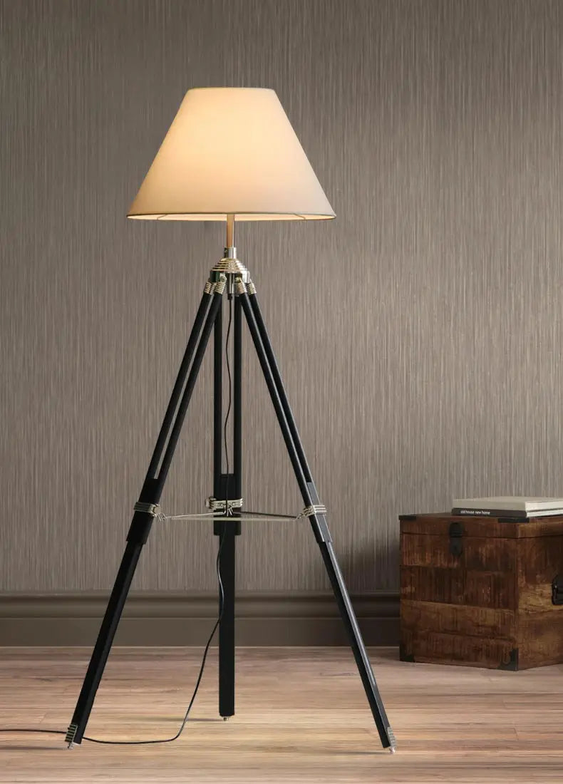 lampe à poser en bois massif style industriel créatif - vue 9 sur 10