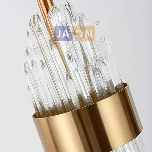 lampadaire design nordique en tissu fer et cristal - vue 4 sur 4