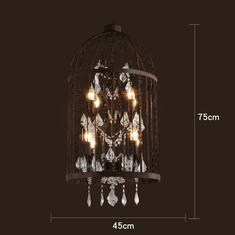 Vintage cage à oiseaux en cristal noir lustre éclairage américain rétro industriel fer Art Restaurant Bar magasin de vêtements Luminaria - vue 9 sur 11