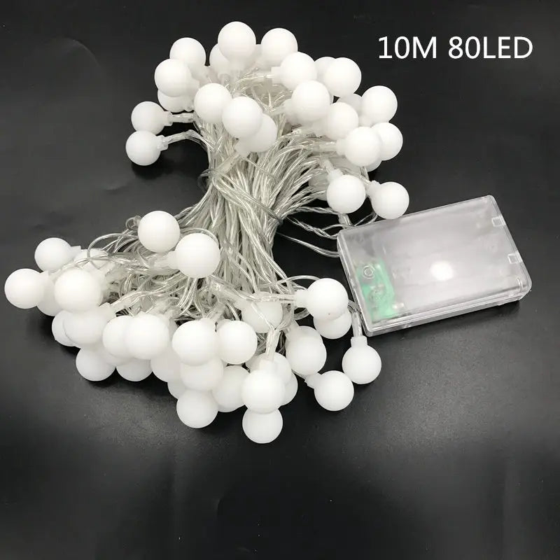 guirlande lumineuse à 80 led boules cerisier pour mariage et noël - vue 6 sur 9