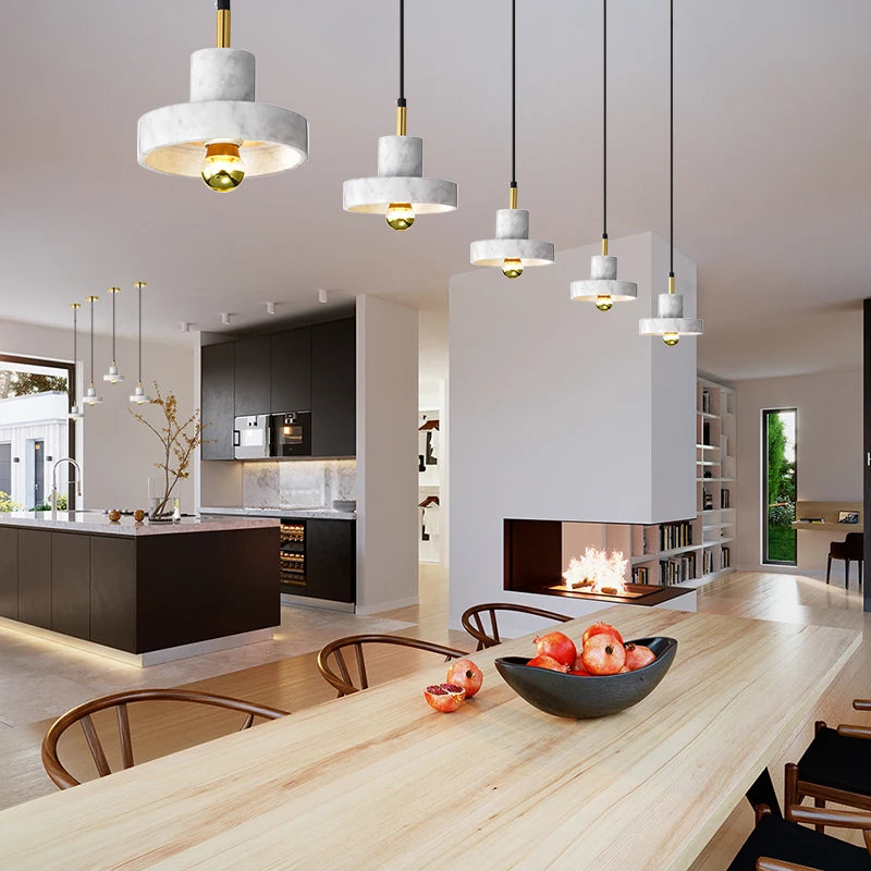 Nordic marble chandeliers post-modern minimalist bar, living room, dining room, bedside decorative lamps and lanterns - vue 2 sur 12