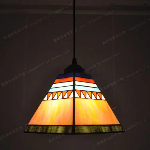 lustre espagnol tiffany pour restaurant et café vitré - vue 5 sur 6
