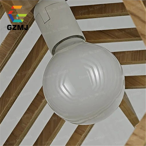suspension vintage en bois style campagnard américain led - vue 7 sur 6