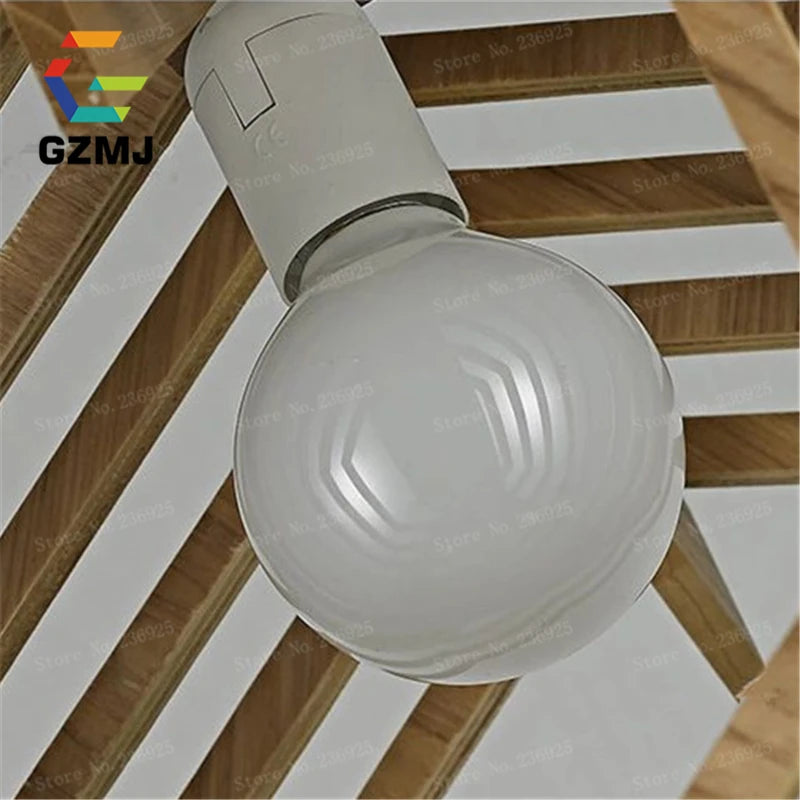 suspension vintage en bois style campagnard américain led - vue 6 sur 6