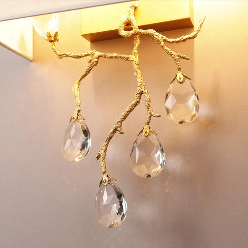 applique murale rétro en cristal doré pour intérieur moderne - vue 6 sur 8