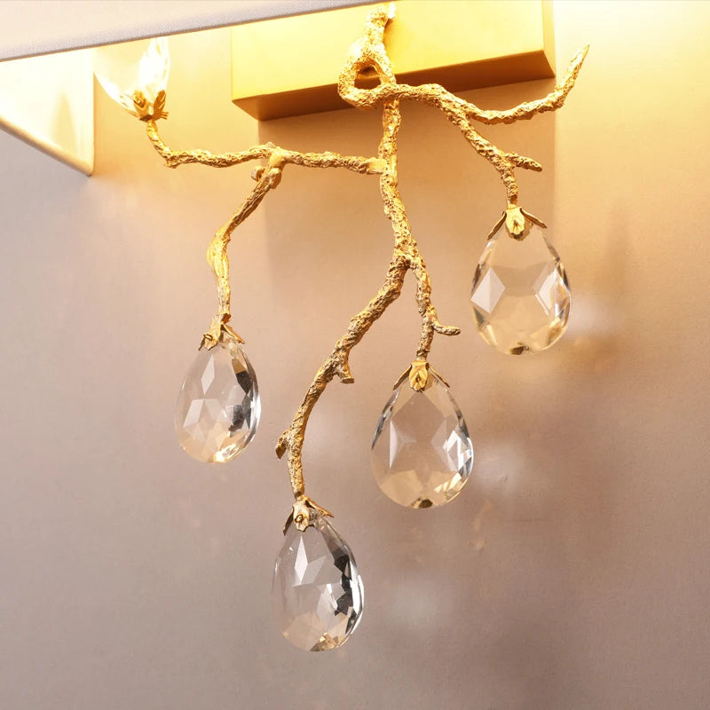 applique murale rétro en cristal doré pour intérieur moderne - vue 5 sur 8