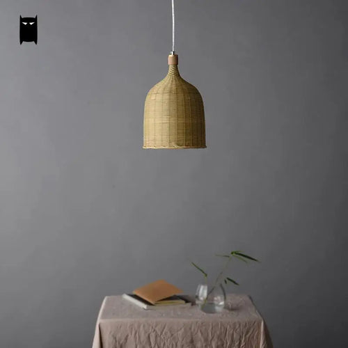 suspension Délicat bambou osier rotin panier seau luminaire rustique asiatique japon lampe suspendue Luminaire Design salle à manger - vue 5 sur 5