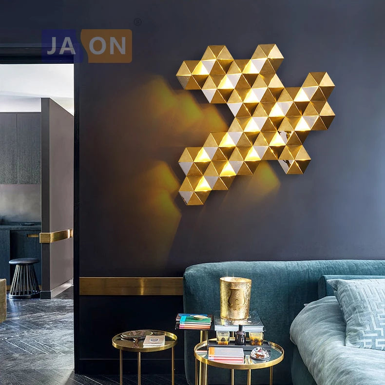 Applique murale LED postmoderne en acier inoxydable doré nid d'abeille LED lumière LED pour magasin chambre Foyer - vue 2 sur 11