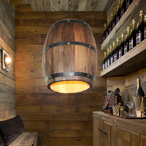 baril en bois suspension style rétro pour restaurant - vue 4 sur 6