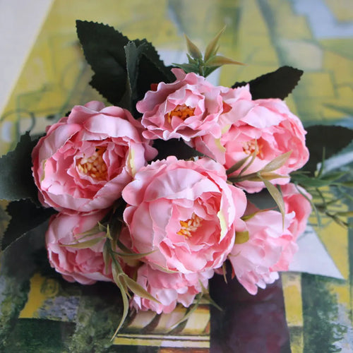 bouquet shabby chic en soie pour mariage et décoration intérieure - vue 10 sur 11