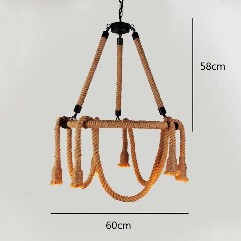 suspension rétro en corde de chanvre style industriel vintage