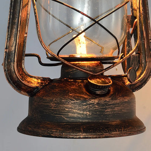 Retro Barn Lantern European Kerosene Wall Lamp Bedroom Bedside wall Lights,Wrought Iron glass Shade Restaurant Bar Aisle Sconce - vue 6 sur 9