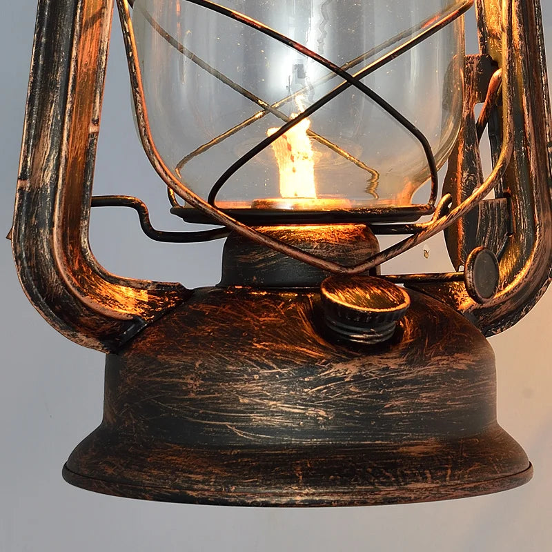 Retro Barn Lantern European Kerosene Wall Lamp Bedroom Bedside wall Lights,Wrought Iron glass Shade Restaurant Bar Aisle Sconce - vue 5 sur 9