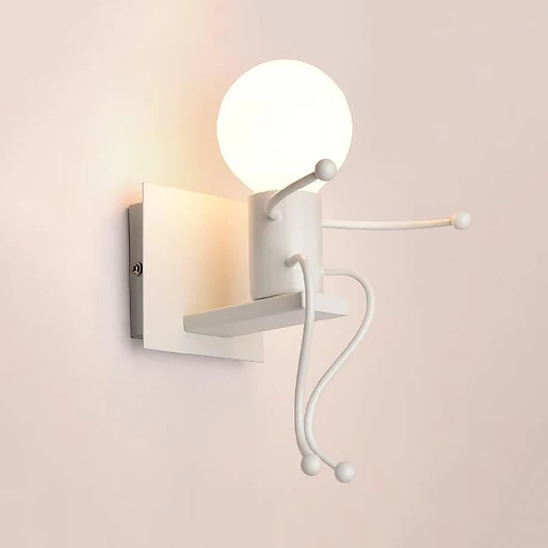 applique murale led en fer avec poupée de dessin animé nordique pour enfants - vue 4 sur 12