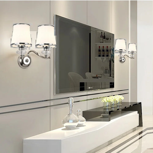 Lustre Chrome moderne Led en cristal E14 - vue 4 sur 5