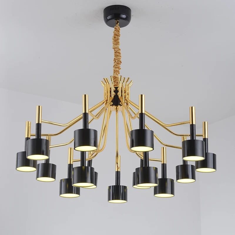 lustre noir postmoderne en métal pour cafés et restaurants - vue 3 sur 10