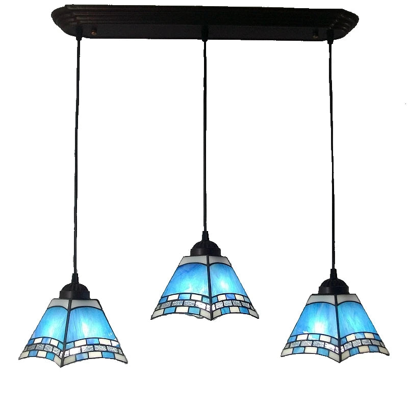 Pink, Blue, Green 3 Associations Rectangular Chandelier Modern European Glass Tiffany Lamp Table Stylish Mediterranean Bar - vue 2 sur 8