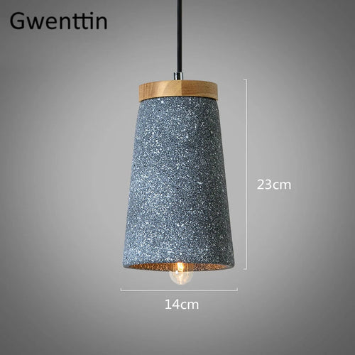 suspension en ciment vintage et bois moderne à LED - vue 9 sur 9