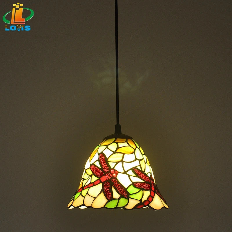 lustre en bégonia américain style tiffany pour décoration intérieure - vue 5 sur 10