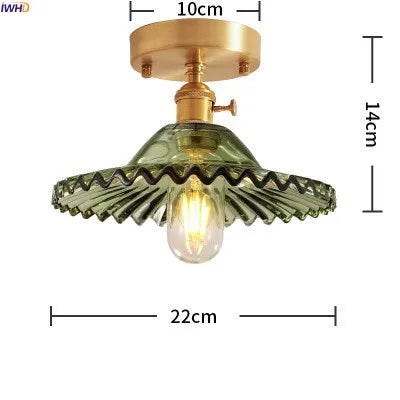 plafonnier led iwhd verre cuivre style nordique vintage edison - vue 17 sur 19
